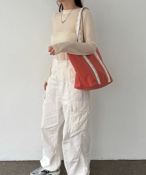 EFOLE（エフォル）の「Bicolor tape tote bag / バイカラーテープトートバッグ（トートバッグ・レディース・ベージュ/コーラル・FREE）」の19枚目の写真