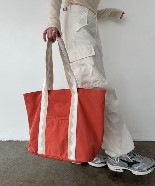 EFOLE（エフォル）の「Bicolor tape tote bag / バイカラーテープトートバッグ（トートバッグ・レディース・ベージュ/コーラル・FREE）」の18枚目の写真