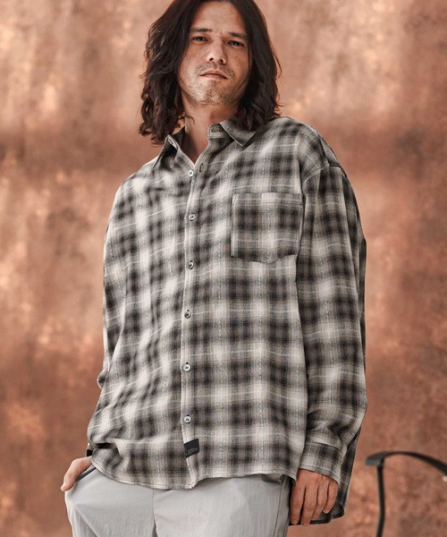 CAMBIO(カンビオ)の「ms6101-Jacquard Ombre Check Shirts シャツ(シャツ/ブラウス・メンズ・オレンジ/マスタード/ブラック・L/M)」の1枚目の写真