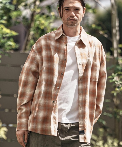 CAMBIO(カンビオ)の「ms6101-Jacquard Ombre Check Shirts シャツ(シャツ/ブラウス・メンズ・オレンジ/マスタード/ブラック・L/M)」の13枚目の写真