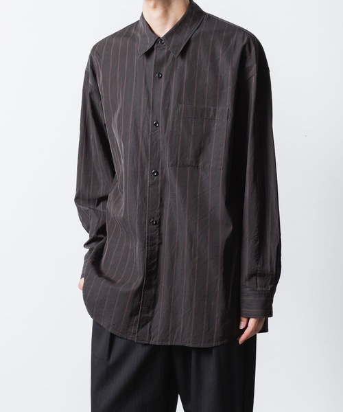 ATTACHMENT(アタッチメント)の「CU/CO ストライプツイル L/S シャツ / CU/CO STRIPE TWILL L/S SHIRT(シャツ/ブラウス・メンズ・グレー系/グリーン系・3/2/1)」の1枚目の写真