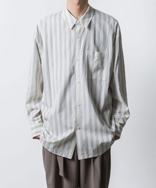 ATTACHMENT(アタッチメント)の「CU/CO ストライプツイル L/S シャツ / CU/CO STRIPE TWILL L/S SHIRT(シャツ/ブラウス・メンズ・グレー系/グリーン系・3/2/1)」の17枚目の写真