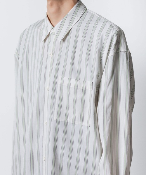 ATTACHMENT(アタッチメント)の「CU/CO ストライプツイル L/S シャツ / CU/CO STRIPE TWILL L/S SHIRT(シャツ/ブラウス・メンズ・グレー系/グリーン系・3/2/1)」の9枚目の写真