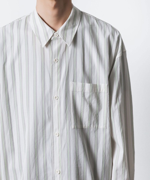 ATTACHMENT(アタッチメント)の「CU/CO ストライプツイル L/S シャツ / CU/CO STRIPE TWILL L/S SHIRT(シャツ/ブラウス・メンズ・グレー系/グリーン系・3/2/1)」の8枚目の写真