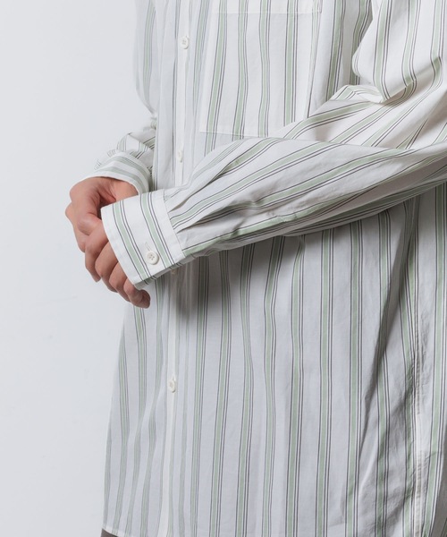 ATTACHMENT(アタッチメント)の「CU/CO ストライプツイル L/S シャツ / CU/CO STRIPE TWILL L/S SHIRT(シャツ/ブラウス・メンズ・グレー系/グリーン系・3/2/1)」の14枚目の写真