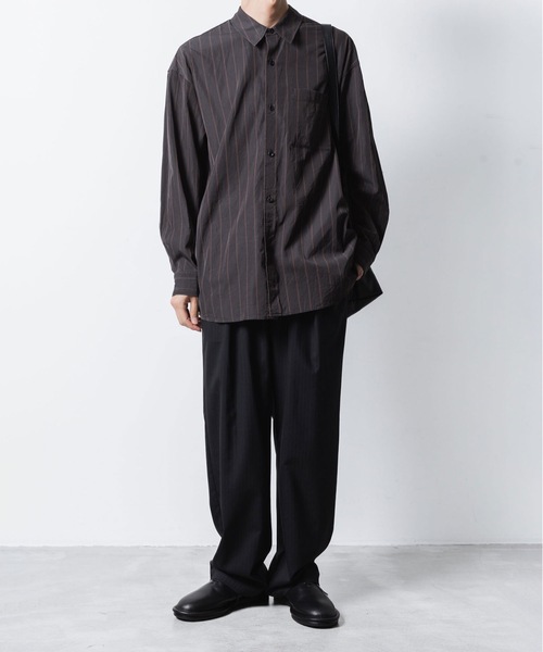 ATTACHMENT(アタッチメント)の「CU/CO ストライプツイル L/S シャツ / CU/CO STRIPE TWILL L/S SHIRT(シャツ/ブラウス・メンズ・グレー系/グリーン系・3/2/1)」の10枚目の写真