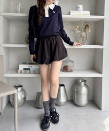 【3色展開】履くだけでガーリースタイルに♪ バルーンミニキュロットパンツ バルーンスカート