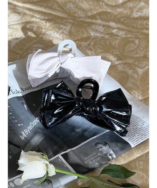 EATME（イートミー）の「リボンエナメルヘアクリップ（バレッタ/ヘアクリップ・レディース・ピンク/ブラック・FREE）」の3枚目の写真