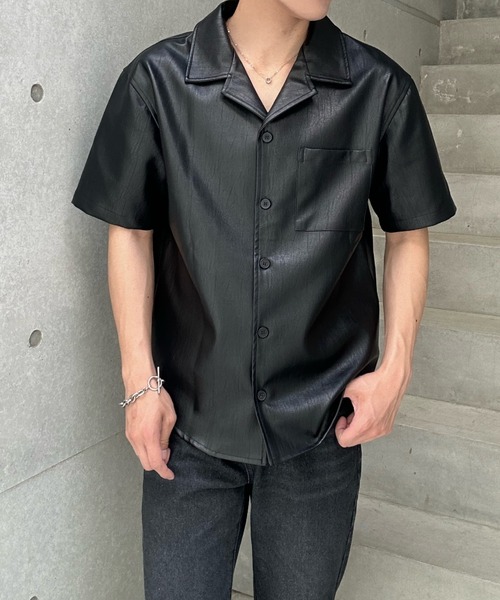 Otte（オッテ）の「コリアンレザーシャツ（シャツ/ブラウス・メンズ・ブラック・LARGE/MEDIUM/X-LARGE/XX-LARGE）」の8枚目の写真
