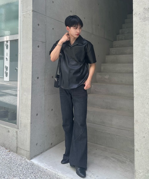 Otte（オッテ）の「コリアンレザーシャツ（シャツ/ブラウス・メンズ・ブラック・LARGE/MEDIUM/X-LARGE/XX-LARGE）」の4枚目の写真