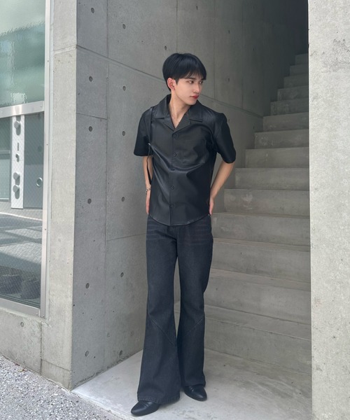 Otte（オッテ）の「コリアンレザーシャツ（シャツ/ブラウス・メンズ・ブラック・LARGE/MEDIUM/X-LARGE/XX-LARGE）」の5枚目の写真
