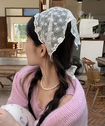 MEMECLE | 【 MEMECLE / メメクル 】レース フラワー ドット バブーシュカ(その他ヘアアクセサリー)