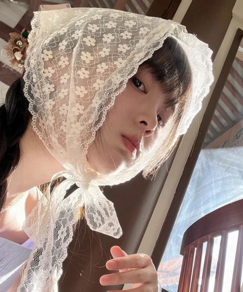 MEMECLE（メメクル）の「【 MEMECLE / メメクル 】レース フラワー ドット バブーシュカ（その他ヘアアクセサリー・レディース・A/C/B・FREE）」の9枚目の写真