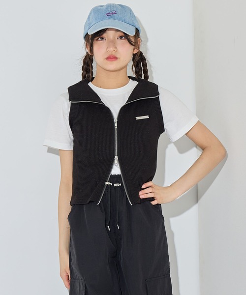 ダブルジップ ノースリーブパーカー ベスト（ベスト）｜BISKEE