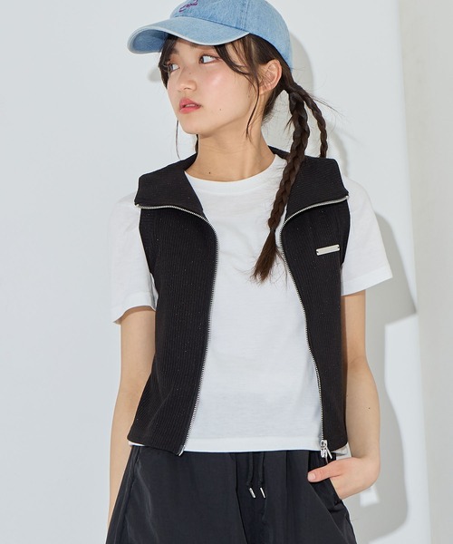 セール】ダブルジップ ノースリーブパーカー ベスト（ベスト）｜BISKEE
