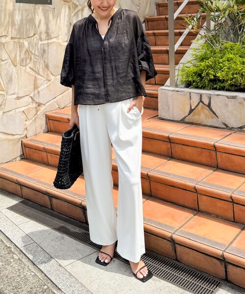 セール】◇【WEB限定カラーあり】シアーラミー袖バルーン
