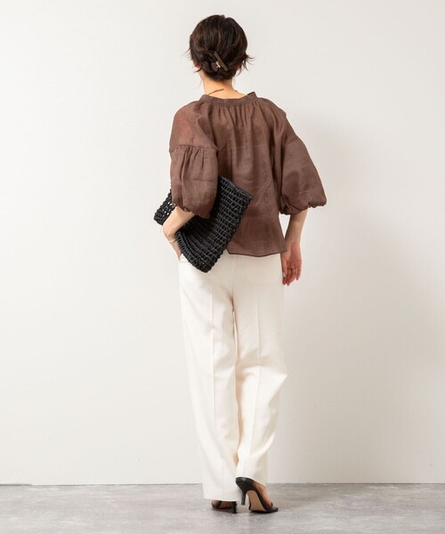 NOLLEY’S(ノーリーズ)の「◇【WEB限定カラーあり】シアーラミー袖バルーンブラウス(シャツ/ブラウス・レディース・ホワイト/ブラウン/ピンク/ブラック・38)」の21枚目の写真
