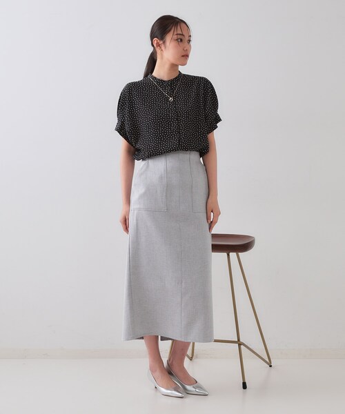 OPAQUE.CLIP（オペークドットクリップ）の「幾何柄アソート タックドルマンスリーブブラウス【洗濯機洗い可】（シャツ/ブラウス・レディース・ベージュ系その他7/ホワイト系1/ブラック系/ブラック系4・40/38/42）」の10枚目の写真