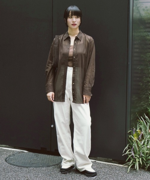 MIDIUMISOLID(ミディウミソリッド)の「MIDIUMISOLID Men’s シアーボイルベーシックシャツ(シャツ/ブラウス・メンズ・オフホワイト/ブラック/ブラウン・FREE)」の15枚目の写真