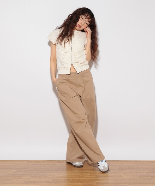 Heather(ヘザー)の「HOLiC ギャザーZIPシャツ 497248(シャツ/ブラウス・レディース・ベージュ/アイボリー/ブラック・FREE)」の5枚目の写真