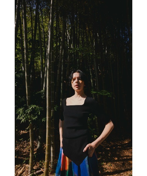 ASYMME TUCK HALF SLEEVE TOP（ニット/セーター）｜OMMO（オーエム