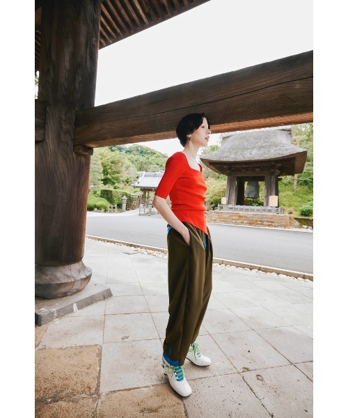 ASYMME TUCK HALF SLEEVE TOP（ニット/セーター）｜OMMO（オーエム