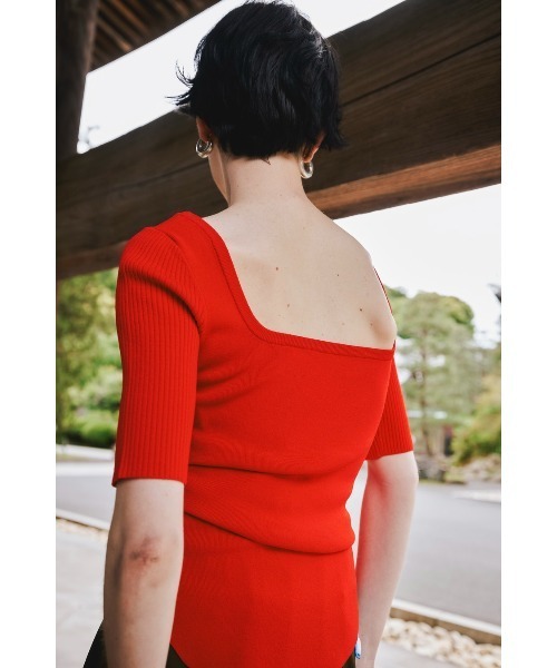 ASYMME TUCK HALF SLEEVE TOP（ニット/セーター）｜OMMO（オーエム