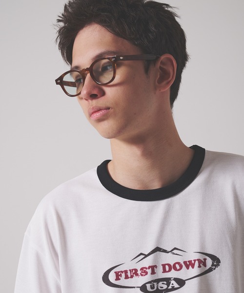 FIRST DOWN（ファーストダウン）の「リネンタッチ ショートスリーブ リンガーTシャツ（Tシャツ/カットソー・メンズ・ホワイト/ブラック・M/L/XL）」の3枚目の写真