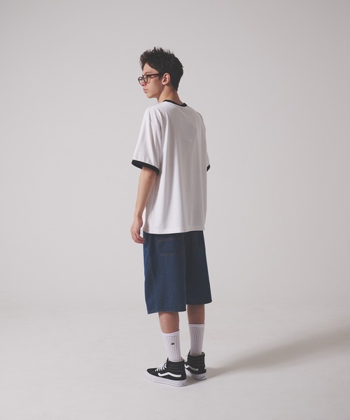 FIRST DOWN（ファーストダウン）の「リネンタッチ ショートスリーブ リンガーTシャツ（Tシャツ/カットソー・メンズ・ホワイト/ブラック・M/L/XL）」の5枚目の写真