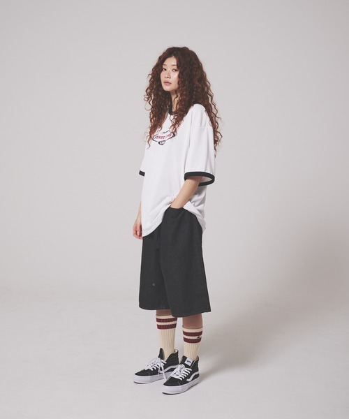 FIRST DOWN（ファーストダウン）の「リネンタッチ ショートスリーブ リンガーTシャツ（Tシャツ/カットソー・メンズ・ホワイト/ブラック・M/L/XL）」の7枚目の写真