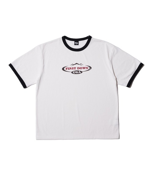 FIRST DOWN（ファーストダウン）の「リネンタッチ ショートスリーブ リンガーTシャツ（Tシャツ/カットソー・メンズ・ホワイト/ブラック・M/L/XL）」の11枚目の写真