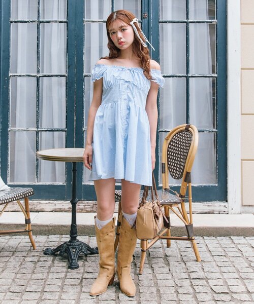 大人気！ ミニワンピース　夏のお出かけに最適　リボンデザイン リボンミニワンピース（ワンピース）｜OLIVE des OLIVE