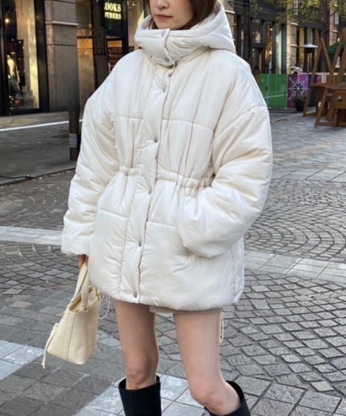 ウェストマークミドルフェイクダウンジャケット（ダウンジャケット