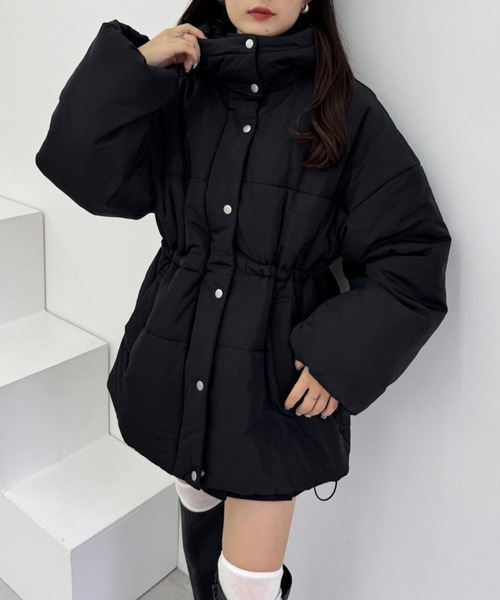 ウェストマークミドルフェイクダウンジャケット（ダウン