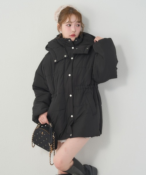 ウェストマークミドルフェイクダウンジャケット（ダウンジャケット