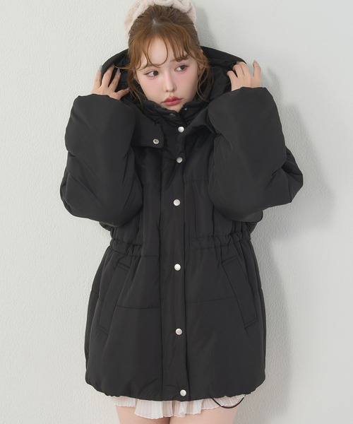 ウェストマークミドルフェイクダウンジャケット（ダウンジャケット