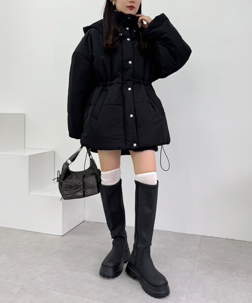 ウェストマークミドルフェイクダウンジャケット（ダウン