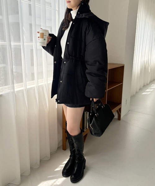 セール】ウェストマークミドルフェイクダウンジャケット（ダウン