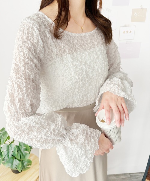 Amulet(アミュレット)の「甘すぎない質感が大人の抜け感。品よく華やか ワッシャータッチボリュームブラウス(シャツ/ブラウス・レディース・ホワイト/ベージュ/ブラック・FREE)」の10枚目の写真