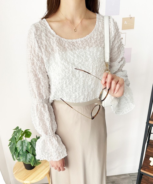 Amulet(アミュレット)の「甘すぎない質感が大人の抜け感。品よく華やか ワッシャータッチボリュームブラウス(シャツ/ブラウス・レディース・ホワイト/ベージュ/ブラック・FREE)」の12枚目の写真