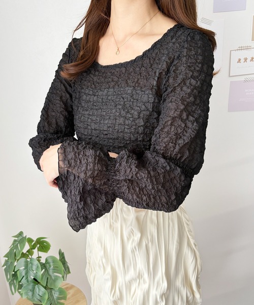 Amulet(アミュレット)の「甘すぎない質感が大人の抜け感。品よく華やか ワッシャータッチボリュームブラウス(シャツ/ブラウス・レディース・ホワイト/ベージュ/ブラック・FREE)」の21枚目の写真