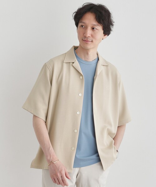 TAKEO KIKUCHI（タケオキクチ）の「【LIMITED】ハンドライティングロゴ 1ポイントジャージ半袖シャツ（シャツ/ブラウス・メンズ・アイボリー/ネイビー・01/02/03/04/05）」の10枚目の写真