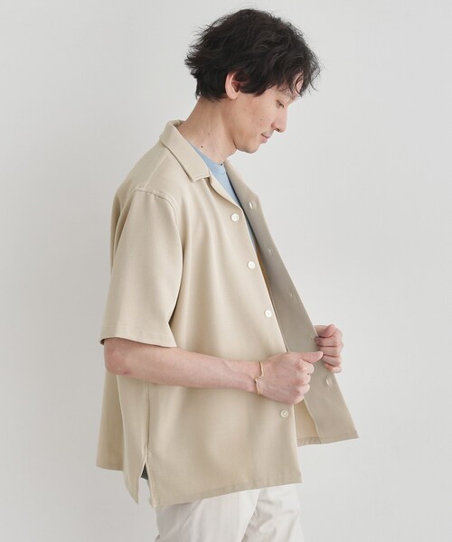 TAKEO KIKUCHI（タケオキクチ）の「【LIMITED】ハンドライティングロゴ 1ポイントジャージ半袖シャツ（シャツ/ブラウス・メンズ・アイボリー/ネイビー・01/02/03/04/05）」の9枚目の写真