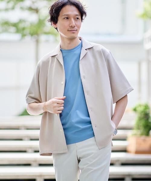 TAKEO KIKUCHI（タケオキクチ）の「【LIMITED】ハンドライティングロゴ 1ポイントジャージ半袖シャツ（シャツ/ブラウス・メンズ・アイボリー/ネイビー・01/02/03/04/05）」の5枚目の写真