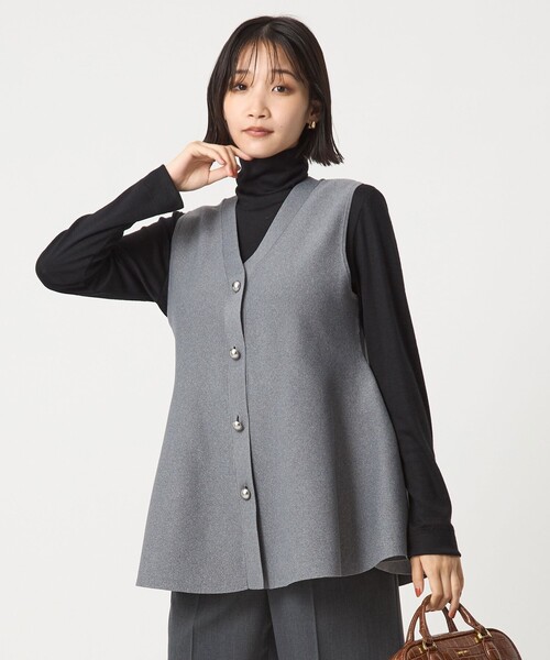 未使用品　green label relaxing　メルティジレ　ベスト　グレー green label relaxing ベスト ジレ スラブオックス レディース