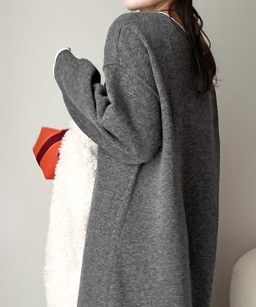 classicalelf（クラシカルエルフ）の「ゆるシルエットで叶える“こなれ感” 配色ニットワンピ 長袖 ロング（ワンピース・レディース・チャコール/ブラック/グレイッシュベージュ・LARGE/MEDIUM/SMALL/X-LARGE）」の14枚目の写真