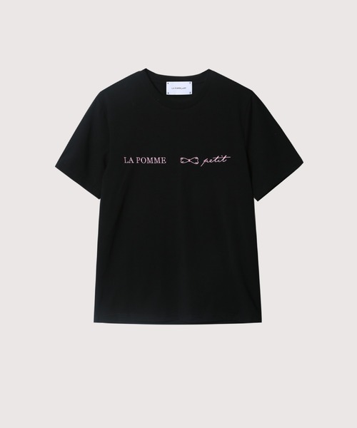 LA POMME petit(ラポミ・プチ)の「Embroidered Signature T(Tシャツ/カットソー・レディース・ホワイト/ブラック・SMALL/MEDIUM/LARGE)」の2枚目の写真