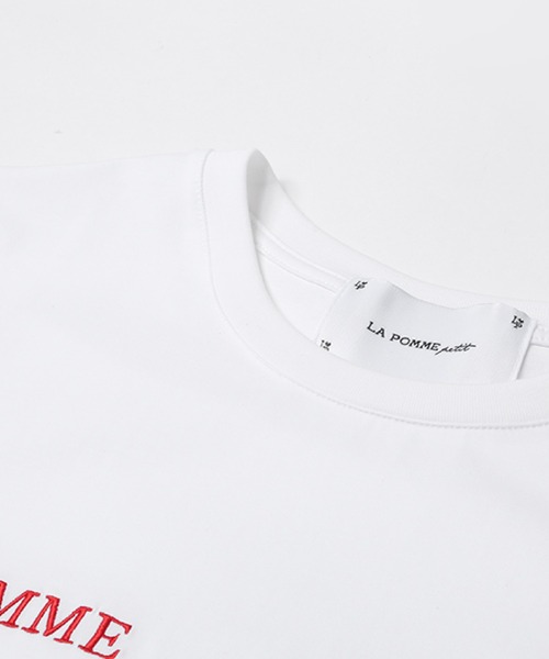 LA POMME petit(ラポミ・プチ)の「Embroidered Signature T(Tシャツ/カットソー・レディース・ホワイト/ブラック・SMALL/MEDIUM/LARGE)」の8枚目の写真