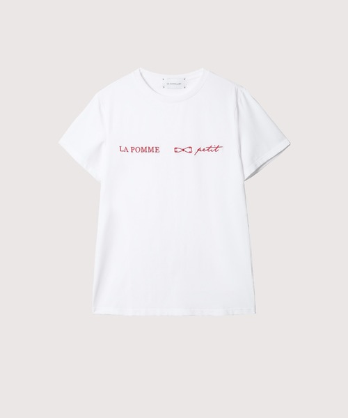 LA POMME petit(ラポミ・プチ)の「Embroidered Signature T(Tシャツ/カットソー・レディース・ホワイト/ブラック・SMALL/MEDIUM/LARGE)」の3枚目の写真