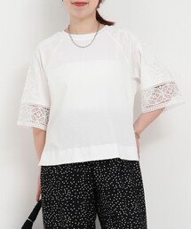 NOLLEY'S LIGHT | コットン天竺袖レースT(Tシャツ/カットソー)